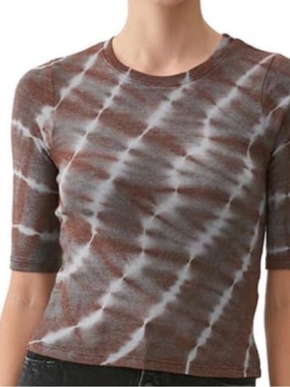 NWT Michael stars Lily shine tie-dye tee in oak combo, brown gray medium